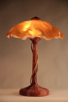 a lamp that is on top of a table