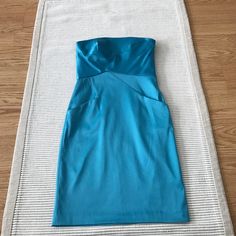 97% Polyester/3% Spandex. Two Side Pockets. Lined. New With Tags. Light Blue Cocktail Dress, Blue Spring Dresses, Ruffle Gown, White Strapless Dress, Coctail Dresses, Blue Dress Formal, Black Strapless Dress, Black Halter Dress, Blue Cocktail Dress