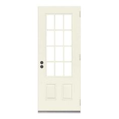 a white door with two windows on the side