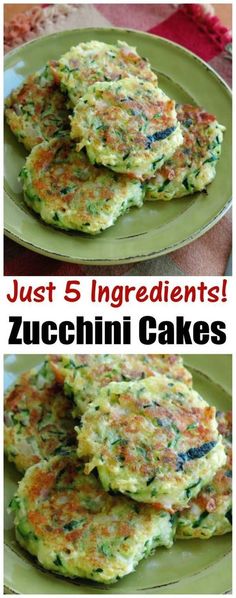 zucchini cakes on a plate with the words just 6 ingredients in front of them