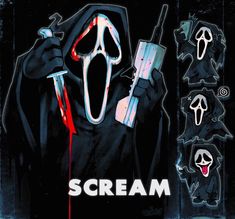 the scream movie poster has been altered to look like it is holding a knife