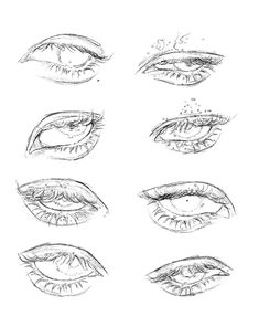 an image of different types of eyes drawn in pencil on white paper with black ink