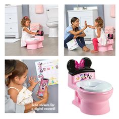 This cute Disney Minnie mouse potty training toilet seat comes with realistic flush handle, includes sticker sheet to have some fun while your child uses the potty. Flush Handle, Potty Training, Cute Disney, Toilet Seat, Sticker Sheet, Have Some Fun, Toddler Girls