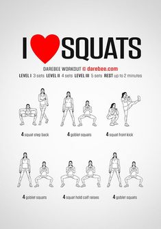 i love squats poster with instructions to do it in different positions and numbers on the back