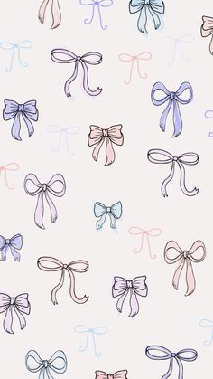 an image of many different bows on a white background with blue, pink and purple colors