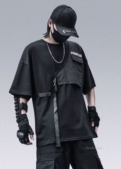 Cyberpunk Fits, White Techwear, Futuristic Outfits, Tactical Style, Demon Wolf, Men Fabric, Nice Style, Vest Shirt, Rave Wear