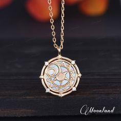 🔥Buy today and receive it by Christmas!🔥 🌙 Vintage Opal Necklace Sun Moon Star Yellow Gold North Star Pendant Witch Jewelry Esoteric Necklace Protection Necklace Unique Gift For Her Check my Best Seller Opal compass necklace: https://www.etsy.com/listing/1425707402 🌙 Details: -Stone 1: Lab Opal, 12mm Round  -Stone 2: Round Moissanite (Silver pendant will use cubic zirconia) -Metal Choice: 925 Sterling Silver/10K/14K/18K Solid Gold(Rose, White, or Yellow)  **100% handmade & shipped in the USA North Star Pendant, Necklace Sun, Witch Jewelry, Compass Necklace, Magical Jewelry, Protection Necklace, Necklace Unique, Moonstone Necklace, Moon Star