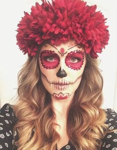 Les plus beaux maquillages Dia De Los Muertos - Elle Carnaval Diy, Catrina Costume, Day Of The Dead Makeup, Skull Face Paint