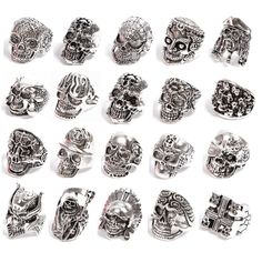 Money Package, Skull Rings For Men, Edgy Rings, Skull Wedding Ring, Skull Rings, Bag Packing, Gothic Skull, Mix Style, Skull Ring