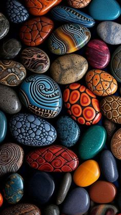 many different colored rocks are arranged together