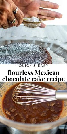 two pictures showing how to make mexican chocolate cake