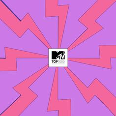 an abstract purple and pink background with the word top tv on it in black letters