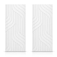 two white door panels with wavy lines on them