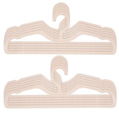 two white plastic hangers on a white background