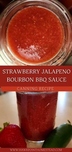 strawberry jalapeno bourbon bbq sauce in a jar