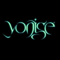 the word voyage written in neon green on a black background with stars and swirls