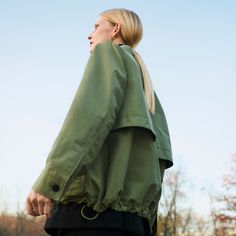 Ness Jacket - Crisp Cotton :: Tarragon Oversized Green Parka For Fall, Fall Olive Outerwear For Streetwear, Olive Streetwear Outerwear For Fall, Green Oversized Windbreaker For Spring, Oversized Utility Windbreaker For Spring, Oversized Green Windbreaker For Spring, Olive Utility Jacket For Fall Streetwear, Green Outerwear With Patch Pockets For Fall, Oversized Windbreaker For Spring Outdoor