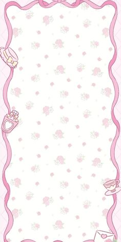 a pink and white frame with flowers on it