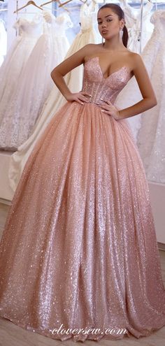 Sequin Fashion, Strapless Ball Gown, Sparkly Prom Dresses, Stunning Prom Dresses, Pink Prom, Beautiful Prom Dresses, Come Undone, Sleeve Wedding Dress, Pretty Prom Dresses