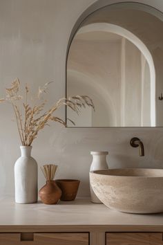 27 bathroom wall decor ideas Bathroom Vases Decor, Bathroom Vase Decor Ideas, Powder Bathroom Decor, Bathroom Decor Neutral, Modern Half Bathroom, Teen Bathroom Decor, Arch Mirror Bathroom, Bathroom Rug Decor, Arch Mirrors