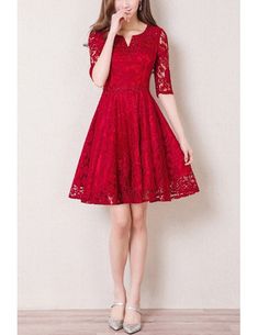 Sequined Lace Aline Red Homecoming Dress With Half Sleeves Short Sleeve Lace Dress For Prom Season, Short Sleeve Lace Dress For Prom, Lace Short Sleeve Dress For Prom Season, Lace Half Sleeve Evening Dress, Half Sleeve Lace Evening Dress, Evening Lace Dress With Half Sleeves, A-line Lace Dress For Prom, Red Lace Dress For Prom, Red Half Sleeve Party Dress