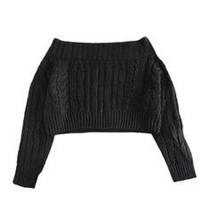 Size: One Size Color: Black Condition: New And Never Worn. Cropped With An Off-The-Shoulder Neckline, Long Sleeves, And A Cable And Rib Mixed Knit Construction. Crop Sweaters, Black Cable Knit Sweater, Chunky Cable Knit Sweater, Chunky Cable Knit, Crop Top Sweater, Sweaters Online, Sweater Pullover, Knit Crop, Sweater Making