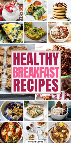 a collage of healthy breakfast recipes with text overlay