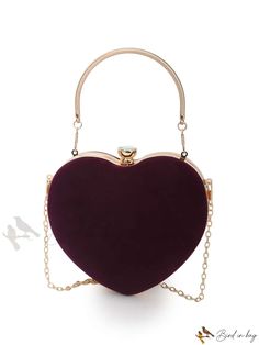 Bird in Bag - Formal Chain-Strap Clutch and Shoulder Bag Burgundy Bags With Chain Strap For Formal Occasions, Formal Burgundy Bags With Chain Strap, Evening Burgundy Shoulder Bag With Chain Strap, Prom Clutch, Burgundy Bag, Red Clutch, Velvet Clutch, Burgundy Velvet, Novelty Bags