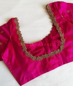 Pin by gayu on work blouse | Stylish blouse design, Blouse designs, Blouse work designs Simple Wedding Blouse Designs, Simple Maggam Work Blouse, Simple Maggam Work, Blouse Designs Aari Work, Pink Blouse Designs, Blouse Maggam Work, Work Blouse Designs, Blouse Designs High Neck, Latest Bridal Blouse Designs