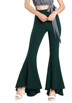 High Waist Bell Bottom Women's Winter Trousers Wide Leg Flare Pants - SolaceConnect.com Long Lounge, Bell Bottom Trousers, Winter Trousers, Wide Leg Palazzo Pants, Party Pants, Casual Bottoms, Flared Trousers, High Waist Fashion