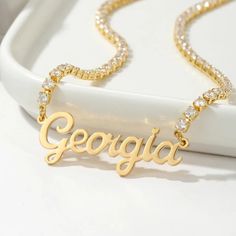 New Arrivals Tennis Chain, Nameplate Necklace, Iconic Fashion, Bold Style, Tennis Necklace, Chains Necklaces, Stunning Necklace, Rose Gold Necklace, Stainless Steel Necklace