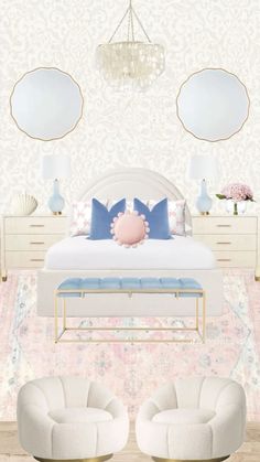 Room inspo Classy Wallpaper For Bedroom, Southern Rooms Bedrooms, Shuffle Room Ideas, Pink Blue And White Bedroom, Blue And Pink Room, Blue Pink Bedroom, Pink And Blue Room, Room Ideas Colorful, Pink And Blue Bedroom