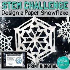 Winter Weather STEM Challenge Lab Design a Paper Snowflake PRINT and DIGITAL Stem Snowflakes, Snowflake Bentley Activities, January Crafts For Kids, Snowflake Shapes, Science Bulletin Boards, Snow Crafts, Weather Science, Lab Design