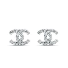 Women's CC Design Silver Earrings Delicate Gemstone Studs | JFW – J F W Chanel Earrings Silver, Channel Earrings, Le Rosey, Xoxo Jewelry, Luxe Jewelry, Chanel Earrings, Girly Accessories, Jewelry Essentials, Jewelry Lookbook