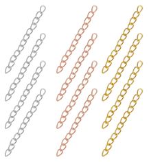 PRICES MAY VARY. 【ABUNDANT PACK】:150pcs necklace extension chain,including 50pcs gold extender chains,50pcs silver extender chains,50pcs rose gold extender chains.Perfect for you to make DIY jewelry. 【MATERIAL & SIZE】:Our tail extender chain is made of high-quality alloy, no rust, no fading, no deformation, corrosion resistance, strong acid resistance, strong alkali resistance, lead-free and nickel-free, smooth, polished.The interface will not be loosened easily, don't worry about falling, it is Necklace Extender, Bracelet Chain, Chain Extenders, Chain Gold, Small Jewelry, Small Accessories, Sewing Stores, Handmade Decorations, Silver Rose Gold