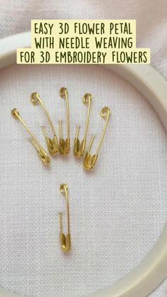 five gold plated flower petal with needle weaving for 3d embroidery flowers