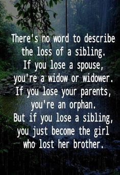 People often disregard the deep hurt that a sibling feels when they lose a brother or sister. Loss Of A Sibling, Quotes Brother, Big Brother Quotes