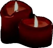 three red candles sitting next to each other