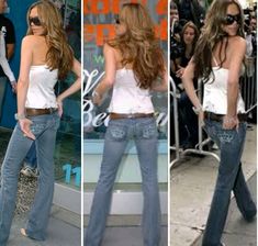 Victoria Beckham, The Former Spice Girl And Wife Of Soccer Superstar David Beckham, Saw Big Retail Success With Her “Vb Rocks” Line Of Jeans For Rock & Republic. The Premium Denim Line Sold For About $290.00 Per Pair. Victoria’s Designs Featured A Large Embroidered Blue Crown Logo With Rhinestones On The Back Pockets. This Is One Of The Rare Jean's! Brand New With Tag Measurements Low Rise Waist 14.5" Rise 7" Inseam 33" S2-4853 Low Rise Style, Jeans And Denim Outfit, 2000s Fashion Paris Hilton, Low Waisted Jeans Outfit 2000s, 2000s Fashion Jeans, 2000s Supermodels, Low Waist Jeans Outfit 2000s, 2010 Aesthetic Outfits, Real 2000s Fashion