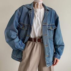 Vintage Store, Perm, Jean Jacket, Denim Button Up, Button Up Shirts, Korean Fashion, Denim Jacket, Casual Outfits, On Instagram