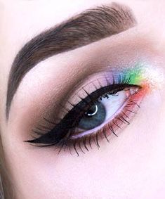 Ethereal Makeup Looks, Rainbow Eye Makeup, Make Up Designs, Rainbow Eyeshadow, Dramatic Eye Makeup, Bright Makeup, Pride Makeup, Unicorn Makeup, Silicone Makeup