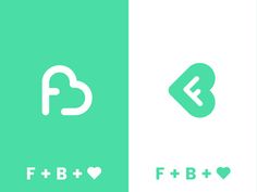 two different logos with the letter fb and fb plus in white and green