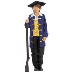 New Without Tags Condition Brand: Dress Up America / Amazon Size: Xl (16-18) Product Includes: - Jacket - Attached Vest And Collar - Pants Please Note: Hat And Rifle Not Included. Complete Colonial Uniform - The Costume Includes A Jacket, Pants, And Attached Collar And Vest. The Costume Is A Great Addition To Parties And Events. Go Back In Time With This Costume And Bring History Alive. Please Note: The Hat And Rifle Are Not Included. Quality You Deserve - The Costume Is Made With Top Quality Ma Colonial Costume, Soldier Costume, Costume For Kids, Navy Coat, Costume Shirts, Fantasias Halloween, Boy Costumes, Costume Shop, Age 12