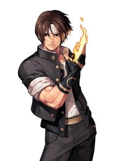 an anime character holding a flame in his hand