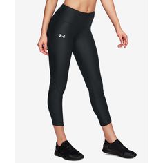 Make Comfort Part Of Your Training Routine In These Under Armour Leggings, With Superlight Heatgear Fabric And Performance Technology. The Cropped Silhouette Is Accented With Superbreathable Mesh For Added Ventilation. Functional Jogging Leggings, Functional Leggings For Jogging, Athleisure Running Bottoms With Reflective Details, Compression Bottoms With Reflective Details For Workout, Sports Compression Bottoms With Reflective Details, Compression Sport Bottoms With Reflective Details, Compression Bottoms With Reflective Details For Sports, Black Functional Cargo Pants, Athleisure Sports Leggings With Reflective Details