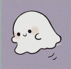 a drawing of a ghost with eyes and nose