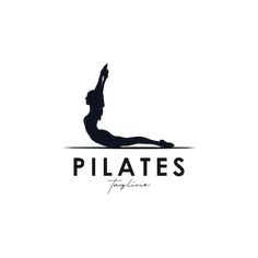 the logo for pilates yoga, which is designed to look like a woman in silhouette