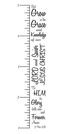 a growth chart with the words grow in the grace and knollge of glory