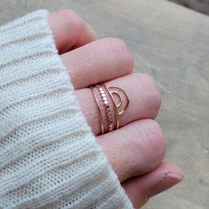 RAINBOW RING STACKING SET OF THREE  ∙  DAINTY WIRE ARCH RING SET  ∙   SYMBOL OF HOPE ∙   ENCOURAGEMENT GIFT   ∙  STACKING WIRE RINGS   * Size:    dainty 1mm wire {single band and rainbow arch}  |  dainty 1.5mm flattened bead wire {beaded band} * Set Includes:    3 Separate Rings { double arch, single band, and flattened bead band} * Material:    Sterling Silver | Yellow Gold-filled | Rose Gold-filled * Finger Size:  US sizes 5-9 | WHOLE Sizes Only Made with Love ♡ H O W ∙ T O ∙ O R D E R * Simpl Gold Wave Ring, Rainbow Arch, Hope Inspiration, Twisted Band Ring, Rainbow Ring, Hope Gifts, Mountain Necklace, Gold Pearl Ring, Gold Waves