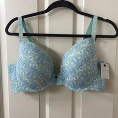 Lucky Brand 42d Floral Bra; Nwt Fitted Blue Bra With Medium Bust Support, Elegant Blue Bra For Spring, Elegant Blue Spring Bra, Spring Light Blue Bra With Padded Cups, Spring Light Blue Padded Bra, Light Blue Underwire Bra For Spring, Spring Light Blue Underwire Bra, Blue Padded Bra For Spring, Fitted Blue Bra With Floral Print